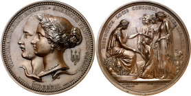 Gran Bretaña. 1851. Victoria I. Exposición Universal. Medalla. (BHM 2462) (Eimer 1457). Grabador: W. Wyon y L. C. Wyon. En canto: PRIZE MEDAL OF THE E...