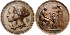 Gran Bretaña. 1851. Victoria I. Exposición Universal. Medalla. (BHM 2462) (Eimer 1457). Grabador: W. Wyon y L. C. Wyon. En canto: PRIZE MEDAL OF THE E...