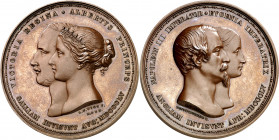 Gran Bretaña. 1855. Victoria I. Visita real a Francia. Medalla. (BHM 2560) (Eimer 1498). Grabador: L. C. Wyon. Bella. Ex Áureo & Calicó 24/10/2013, nº...