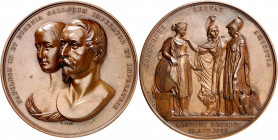 Gran Bretaña. 1855. Victoria I. Recepción de Napoleón y Eugenia, en Londres. Medalla. (BHM 2561) (Eimer 1496) (Forrer VI, 583). Grabador: B. Wyon. Acu...