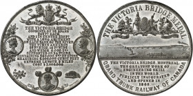Gran Bretaña. 1860. Victoria I. Inauguración del Victoria Bridge en Montreal. Medalla. Grabador: A. Hoffnung. Golpecitos. Bella. Metal blanco. 39,82 g...