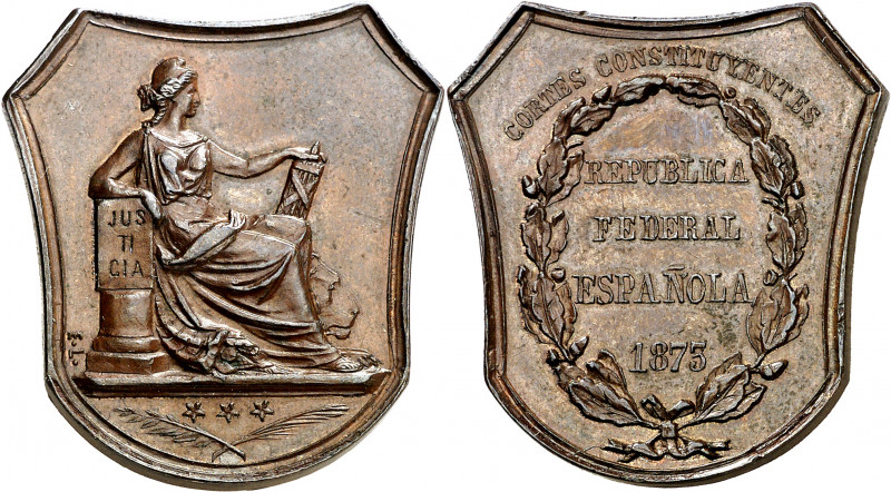 1873. I República. Las Cortes Constituyentes. Medalla. Medalla en escudete. Bell...