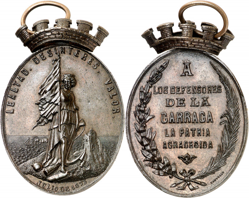 1873. Cádiz. Batalla de La Carraca. Medalla de distinción. (Calvó 201) (Pérez Gu...