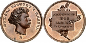 1874. Reus. A Mariano Fortuny. Medalla. (Cru.Medalles 644). Grabador: J. Morató. Bronce. 52,13 g. Ø47 mm. EBC+.