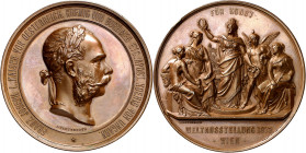 Austria. 1873. Francisco José I. Exposición Universal de Viena. Medalla. (British Museum 1874, nº 0502.8) (Forrer VI, 37). Grabador: J. Tautenhayn. Be...