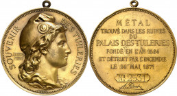 Francia. 1871. III República. Metal del Palacio des Tuileries. Medalla. (Musée Carnavalet nº inv. ND 5409). Grabador: P. Tasset y A. Picart. Golpes en...