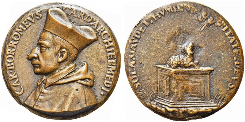 MILANO. Carlo Borromeo, 1538-1584. Medaglia 1580, fusione in bronzo opus Giovann...