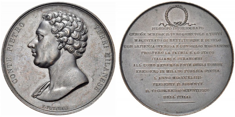 MILANO. Pietro Verri (filosofo, economista e storico), 1728-1797. Medaglia 1844 ...