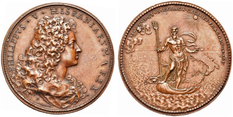 NAPOLI. Filippo V di Spagna, 1700-1707. Medaglia 1701 opus F. De Saint-Urbain,. ...