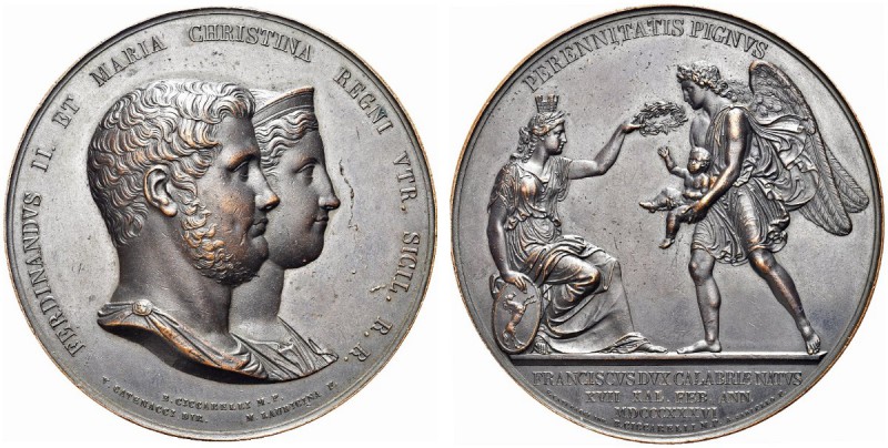 NAPOLI. Ferdinando II di Borbone, 1830-1859. Medaglia 1836 opus M. Laudicina e A...