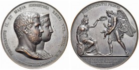 NAPOLI. Ferdinando II di Borbone, 1830-1859. Medaglia 1836 opus M. Laudicina e A. Cariello. Æ gr. 147,54 mm 65 Dr. FERDINANDVS II ET MARIA CHRISTINA R...