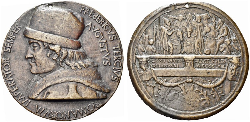 ROMA. Federico III, 1452-1493. Medaglia 1469 opus B. Di Giovanni. Æ gr. 68,54 mm...