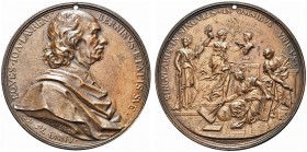 ROMA. Giovanni Lorenzo Bernini (scultore), 1598-1680. Medaglia 1674 opus C. J. François Chéron. Æ gr. 87,43 mm 72,5 Dr. EQVES IOA LAVRENT BERNINVS ETA...