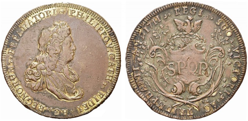SICILIA. Filippo V di Spagna, 1701-1713. Medaglia 1711 opus IR. Æ gr. 27,90 mm 4...