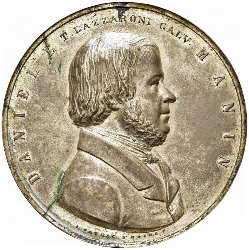 VENEZIA. Governo provvisorio, 1848-1849. Prova in lamina uniface della Medaglia ...
