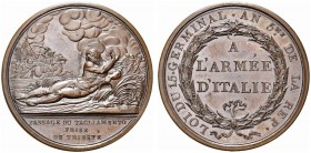 NAPOLEONICHE. Periodo Napoleonico, dal 1795 al 1815. Medaglia 1797 conio francese opus C. Lavy. Æ gr. 27,02 mm 44,5 Dr. Anepigrafe Figura allegorica d...
