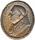 ROMA. Paolo II (Pietro Barbo), 1464-1471. Medaglia 1468 uniface in incuso opus C. di Geremia. Æ gr. 34,54 mm 44,5x38,5 Dr. PAVLO VENETO PAPE II ITALIC...