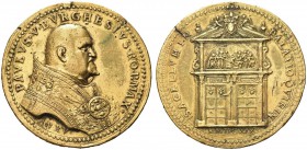 ROMA. Paolo V (Camillo Borghese), 1605-1621. Medaglia 1619 opus G. A. Mori. Æ Dorato gr. 51,84 mm 51 Dr. PAVLVS V BVRGHESIVS RO P MAX Busto el Pontefi...