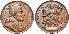 ROMA. Alessandro VIII (Pietro Vito Ottoboni), 1689-1691. Medaglia 1690 opus A. Travani. Æ gr. 15,20 mm 33 Dr. ALEXAN VIII PONT MAX Busto del Pontefice...