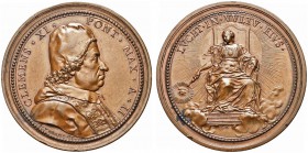 ROMA. Clemente XI (Gian Francesco Albani), 1700-1721. Medaglia 1702 a. II opus F. di Saint Urbain. Æ gr. 51,82 mm 52 Come precedente. .
 Rara. Colpet...