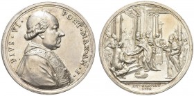 ROMA. Pio VI (Giannangelo Braschi), 1775-1799. Medaglia 1775 a. I. Ar gr. 21,95 mm 39,8 Dr. PIVS VI PONT MAX AN I Busto del Pontefice a d. con zucchet...