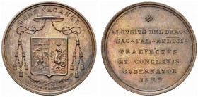 ROMA. Sede Vacante (Cam. Card. Francesco Galeffi), 1829. Medaglia opus N. Cerbara. MB gr. 11,04 mm 31,2 Dr. Lo stemma del Monsignore Luigi Del Drago. ...