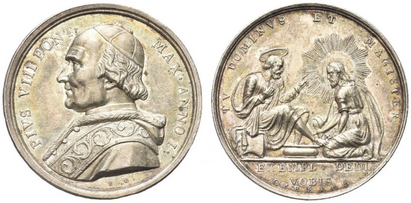 ROMA. Pio VIII (Francesco Saverio Castiglioni), 1829-1830. Medaglia 1829 a. I op...