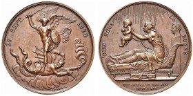 FRANCIA. Enrico V, 1820-1883. Medaglia 1820 opus G. Raymond. Æ gr. 32,18 mm 38 SPL 
 Per la nascita del Duca di Bordeaux.