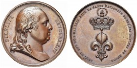 FRANCIA. Luigi XVIII, Re di Francia, 1814-1824. Medaglia opus Andrieu. Æ gr. 36,36 mm 41 Dr. FIDELITE DEVOUEMENT Busto a d. Rv. Nel campo, giglio con ...