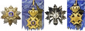 BELGIO. Leopoldo II, 1865-1909. Set di gran Croce argento e smalti in scatola originale J. Fonson Brussel. Ar Placca mm 80x80 pendente 82x52 Ottima co...