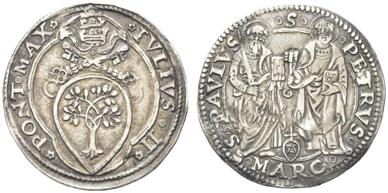 ANCONA. Giulio II (Giuliano della Rovere), 1503-1513. Giulio. Ar gr. 3,77 Dr. IV...