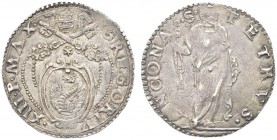 ANCONA. Gregorio XIII (Ugo Boncompagni), 1572-1585. Testone. Ar gr. 9,42 Simile a precedente. M. 209 I; B. 1215. Bel BB