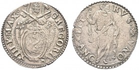 ANCONA. Gregorio XIII (Ugo Boncompagni), 1572-1585. Testone. Ar gr. 9,45 Simile a precedente. M. 220; B. 1215. q. BB