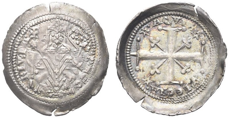 AQUILEIA. Gregorio di Montelongo, 1251-1269. Denaro con croce. Ar gr. 1,11 Dr. G...