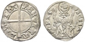 AQUILEIA. Bertrando, 1334-1350. Denaro con Sant'Ermacora barbuto. Ar gr. 1,12 Simile a precedente. Bern. 44. q. SPL