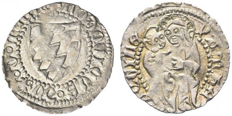 AQUILEIA. Ludovico II di Teck, 1412-1420. Denaro o soldo. Ar gr. 0,69 Dr. LODOVI...