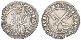 AVIGNONE. Gregorio XI (Pierre Roger de Beaufort), 1370-1378. Grosso. Ar gr. 2,65 Dr. GREGORV PP VNDEC Il Pontefice, seduto in trono e frontale, sollev...