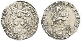 AVIGNONE. Urbano VIII (Maffeo Barberini), 1623-1644. Barberino 1630. Ar gr. 2,98 Dr. VRBANVS VIII PONT M 1630 Stemma trilobato in cornice, con cimasa ...