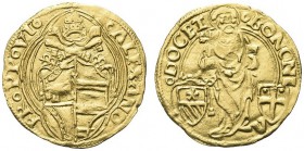 BOLOGNA. Alessandro VI (Rodrigo de Borja y Borja), 1492-1503. Ducato papale. Au gr. 3,43 Come precedente. CNI 12; M. 33; Ch. 232; B. 544a; Fried. 330....