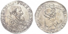 BOLOGNA. San Pio V (Antonio Ghisleri), 1566-1572. Bianco. Ar gr. 4,73 Dr. PIVS IIIII PONT MAX Busto a d. Rv. BONONIA MATER STVDIORVM Leone vessillifer...