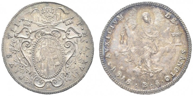 BOLOGNA. Pio VII (Barnaba Chiaramonti), 1800-1823. Doppio Giulio 1816 a. XVII, d...