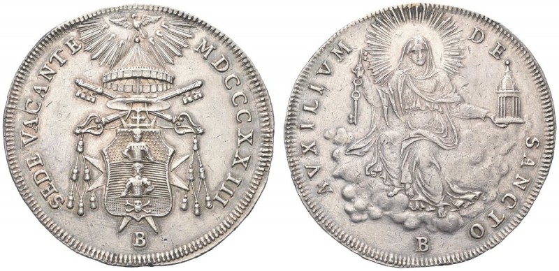 BOLOGNA. Sede Vacante (Cam. Card. Bartolomeo Pacca), 1823. Scudo romano 1823. Ar...