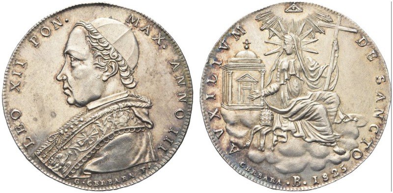 BOLOGNA. Leone XII (Annibale Sermattei), 1823-1829. Scudo 1825 a. III. Ar gr. 26...