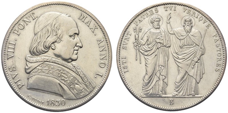 BOLOGNA. Pio VIII (Francesco Saverio Castiglioni), 1829-1830. Scudo 1830 opus C....