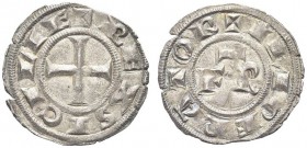 BRINDISI. Federico II, 1197-1250. Denaro. Mi gr. 0,78 Dr. IMPERATOR Nel campo le lettere FR. Rv. REX SICILIE Croce patente. Biaggi 446; MIR 90. SPL
