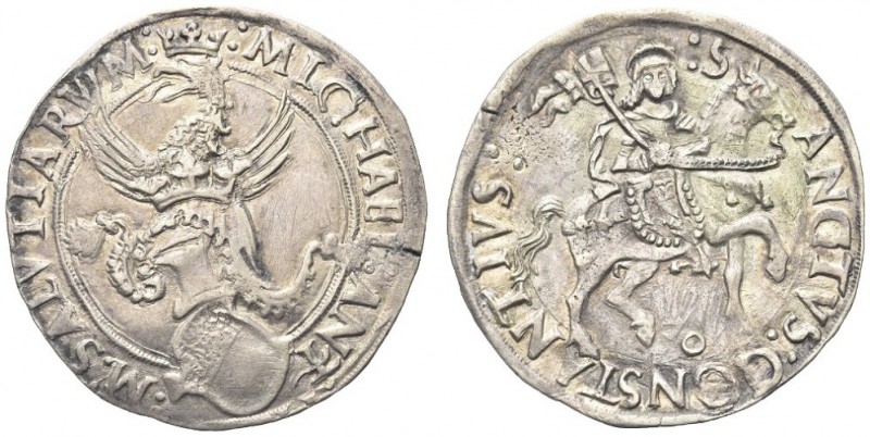 CARMAGNOLA. Michele Antonio di Saluzzo, 1504-1528. Cavallotto. Ar gr. 5,23 Dr. M...