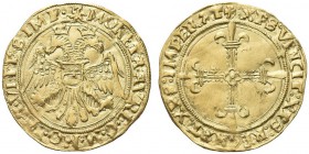 CASALE. Guglielmo II Paleologo, 1494-1518. Scudo d'oro. Au gr. 3,34 Dr. MONETA AVRE G M MO FE 7 VI PPI MP Aquila a due teste coronate. Rv. XPS VINCIT ...
