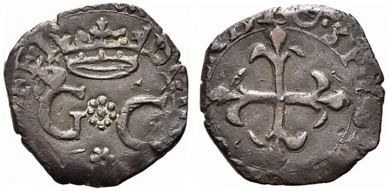 CASALE. Guglielmo Gonzaga, 1566-1587. Quarto con lettere G G. Mi gr. 1,00 Dr. D ...