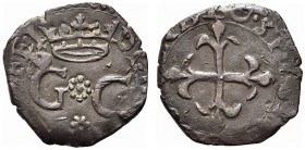 CASALE. Guglielmo Gonzaga, 1566-1587. Quarto con lettere G G. Mi gr. 1,00 Dr. D G DVX MAN III TE MON FE I Due grandi G sormontate da corona. Rv. IN DE...