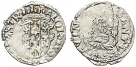 CASTRO. Pierluigi Farnese, 1545-1547. Quattrino. Ar gr. 0,33 Dr. P ALOISIVS DVX CASTRI Stemma a cuore. Rv. SANCTVS SAVINVS Busto di San Savino, con mi...
